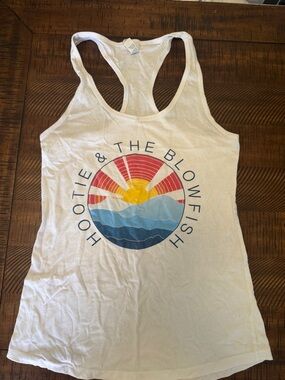 Next Level Apparel White Tank with Sunset Graphic